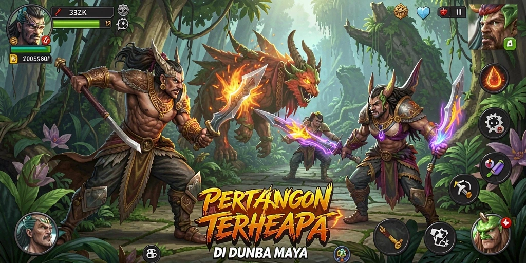 Screenshot dari gameplay <strong>33ZK</strong> yang menunjukkan pertarungan seru dan karakter unik.