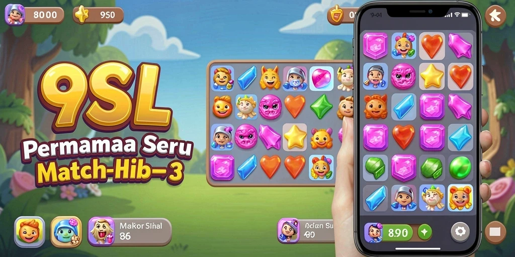 Tampilan gameplay 9SL yang seru dengan efek kombinasi Match-3.