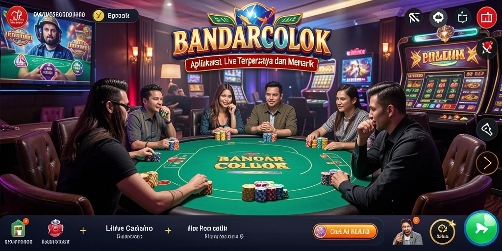 Tampilan gameplay BANDARCOLOK dengan dealer langsung dan suasana kasino yang menarik.