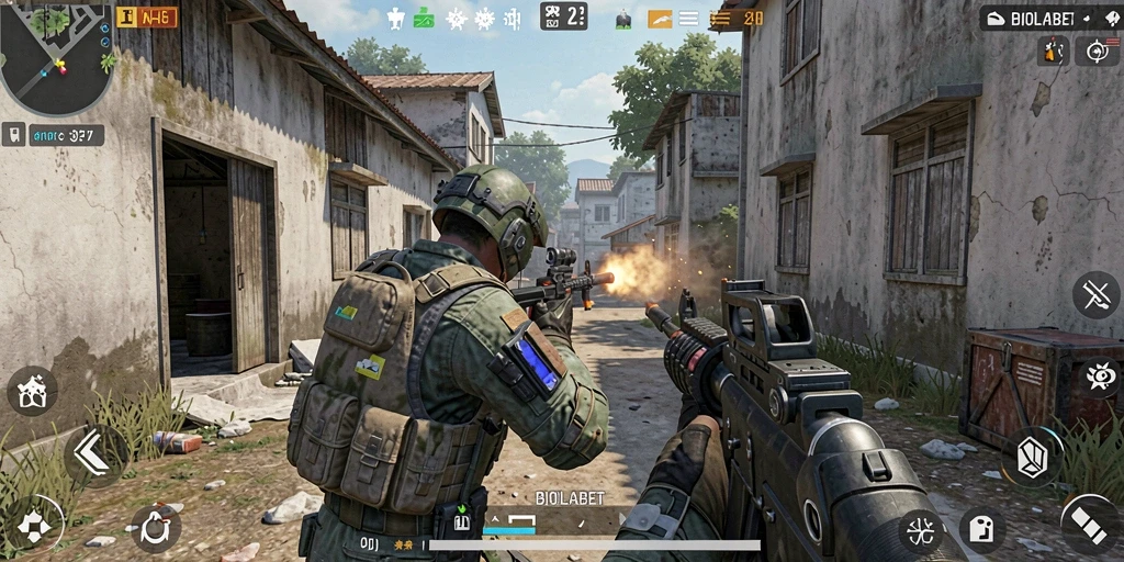 Screenshot menampilkan aksi mendebarkan dalam gameplay BIOLABET yang intens.