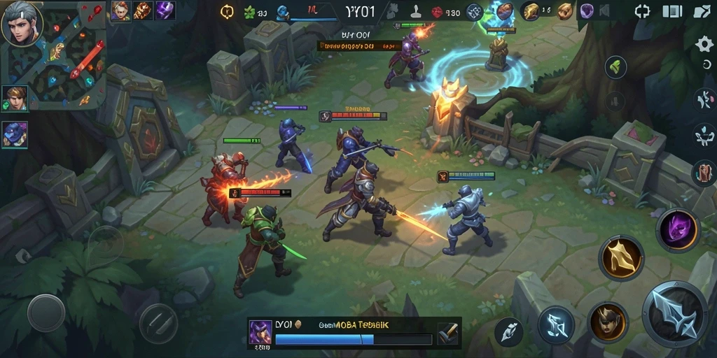 Gameplay seru dan menantang dalam DY01 di arena MOBA.