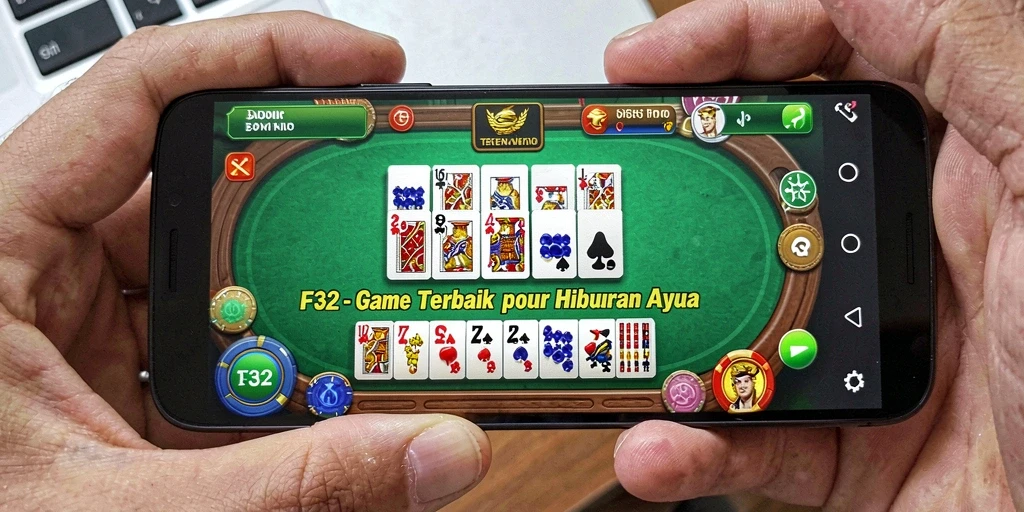 Screenshot F32 menampilkan gameplay seru Domino dengan teman-teman.