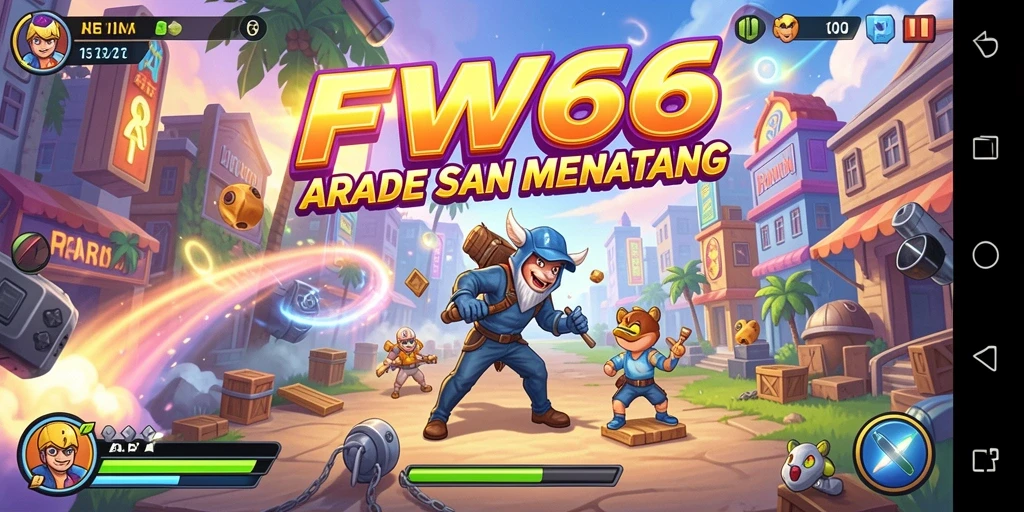 Tangkapan layar dari gameplay seru FW66 yang menampilkan aksi Arcade.