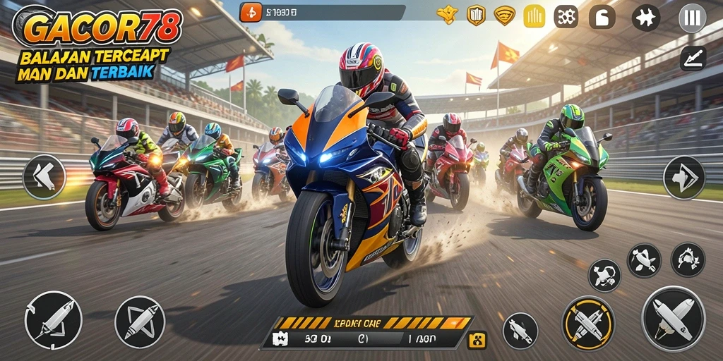 Gameplay GACOR78 yang mendebarkan dan seru dalam balapan motor.