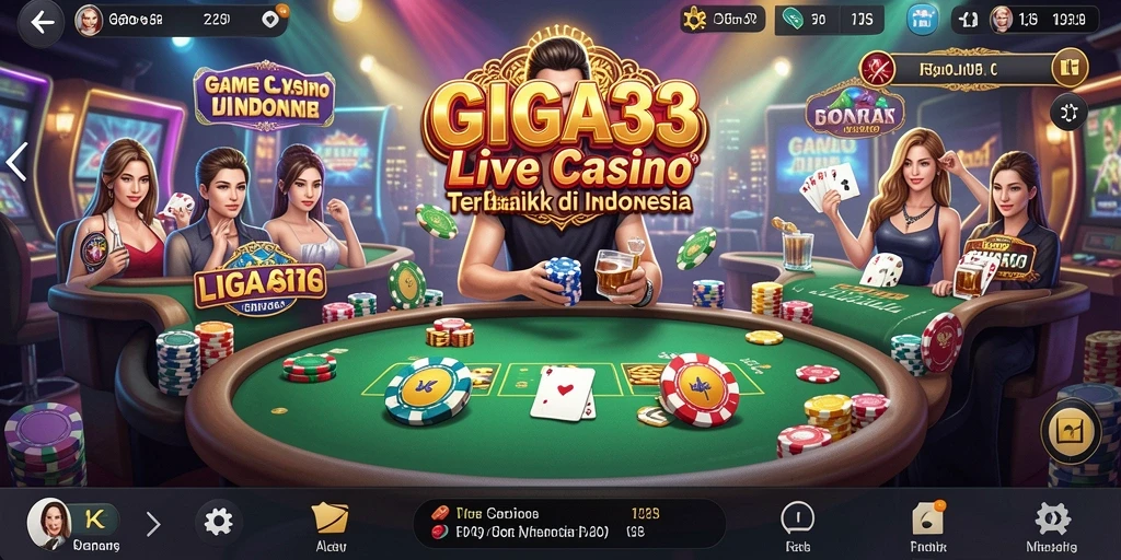 Tampilan antarmuka GIGA33 saat bermain Live Casino dengan dealer langsung.