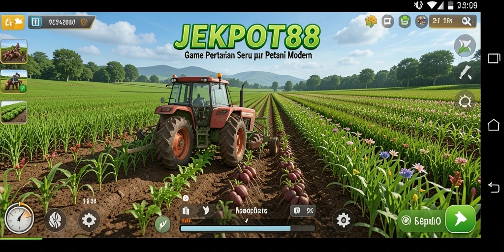 Tampilan gameplay JEKPOT88 dengan aktivitas bercocok tanam.