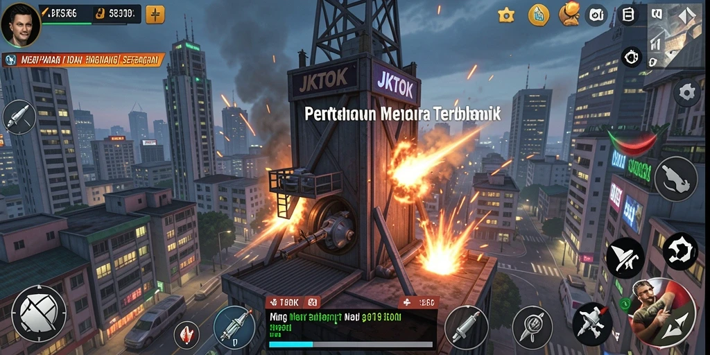 Screenshot utama JKTOK menampilkan aksi seru dalam permainan Tower Defense.