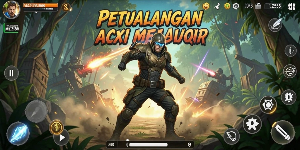 Screenshot utama MZ356 menampilkan gameplay aksi yang mendebarkan.