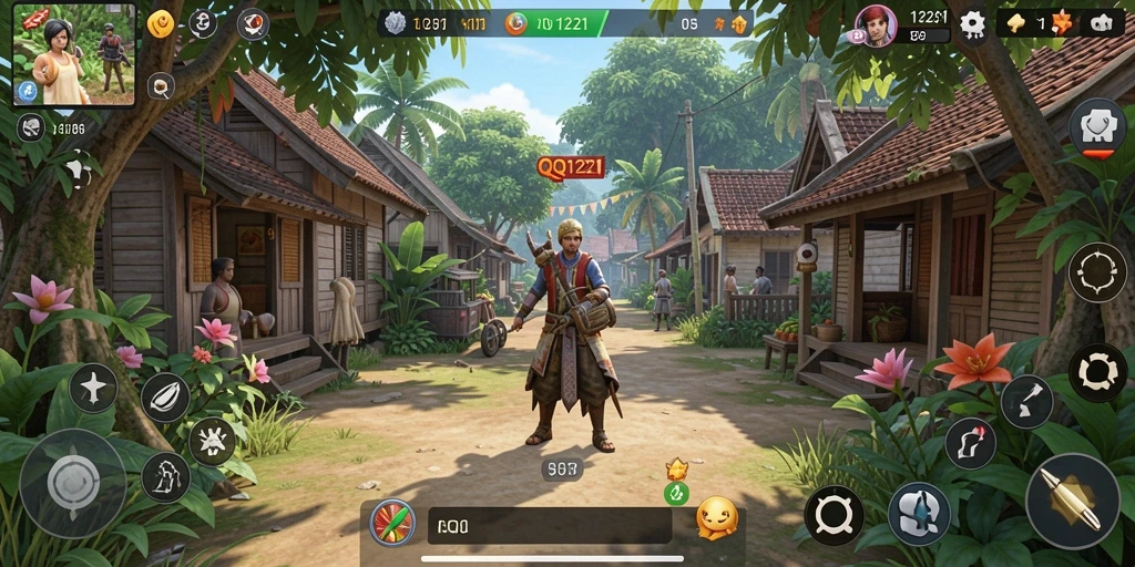 Tampilan gameplay menarik dari QQ1221 dengan berbagai aktivitas interaktif.
