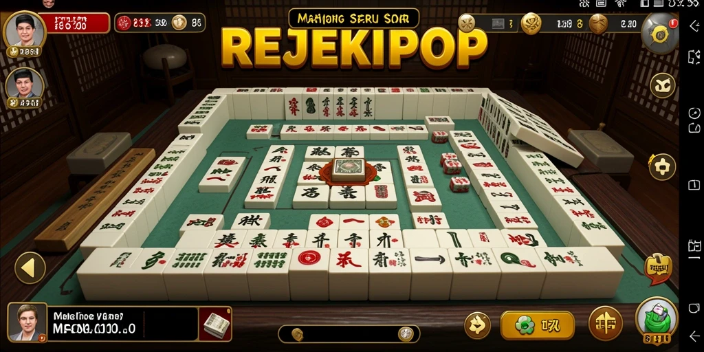 Tampilan gameplay REJEKIPOP dengan batu Mahjong yang berwarna-warni.
