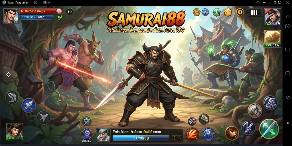Screenshot dari gameplay SAMURAI88 yang menampilkan pertempuran epik.