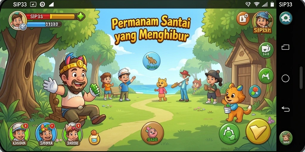 Tangkapan layar utama SIP33 menampilkan gameplay seru dan penuh warna.