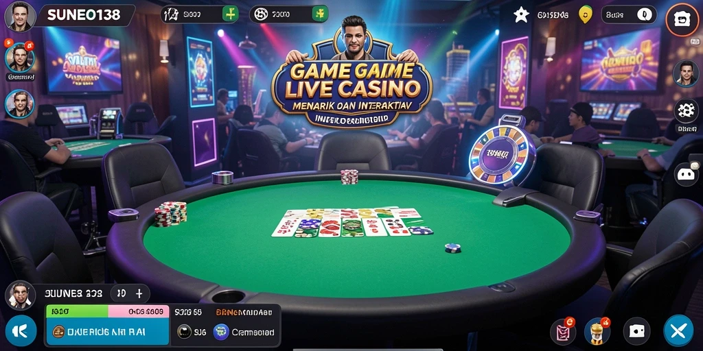 Screenshot gameplay SUNEO138 yang menampilkan dealer langsung dan interaksi sosial.