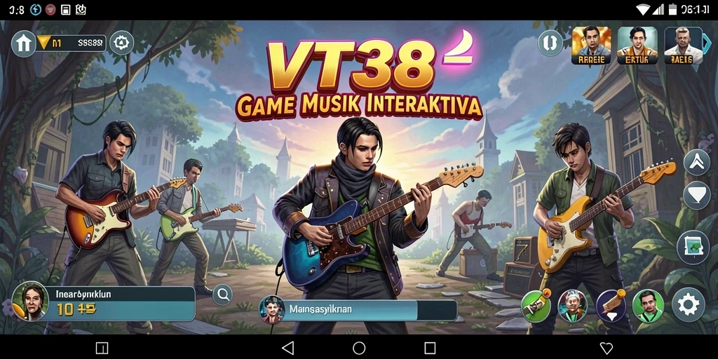 Tampilan gameplay VT38 dengan berbagai lagu menarik dan tantangan seru.