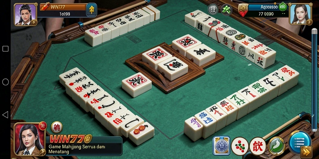 Screenshot gameplay WIN777 menampilkan pengalaman seru bermain Mahjong.